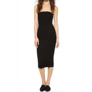 Enza Costa Black Strapless Midi Dress
